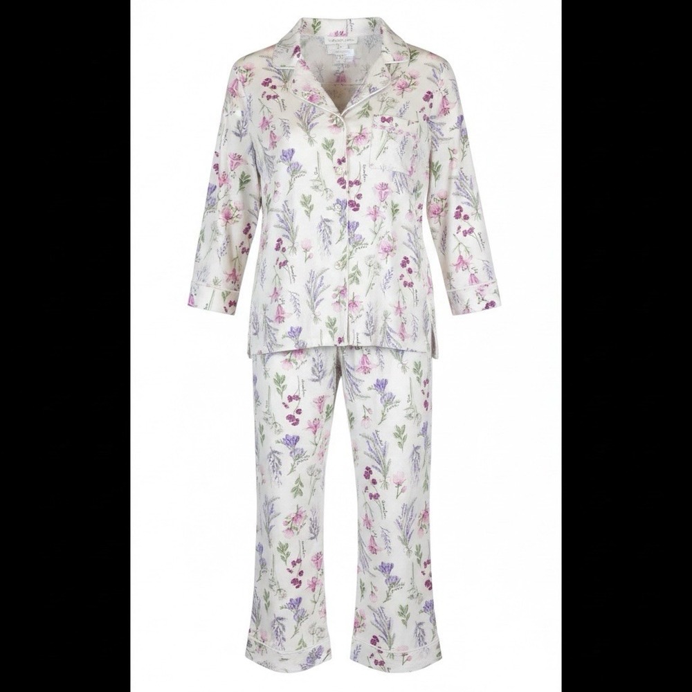 Carole Hochman Pajama Set Womens PXS Floral Pink Purple Cotton Jersey